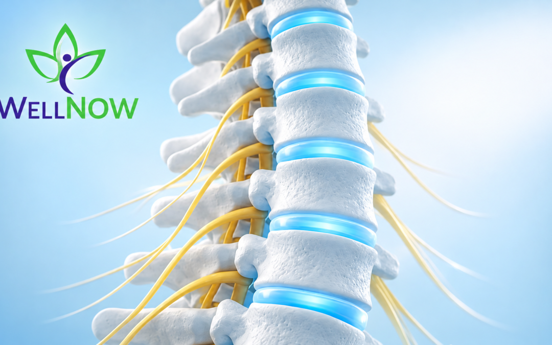 Columna vertebral con nervios luminosos de WellNow